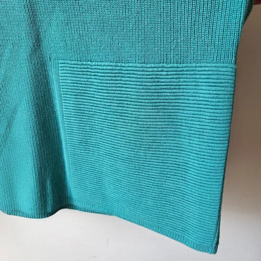 EUC DESIGNER LAFAYETTE 148 TEAL BOATNECK BOXY RELAXED SWEATER TOP SIZE M